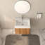Meuble-lavabo mural de 24 po avec lavabo, armoire de salle de bain flottante murale avec finition en contreplaqué de bassin intégré, design minimaliste moderne pour salle de bain compacte en acacia
