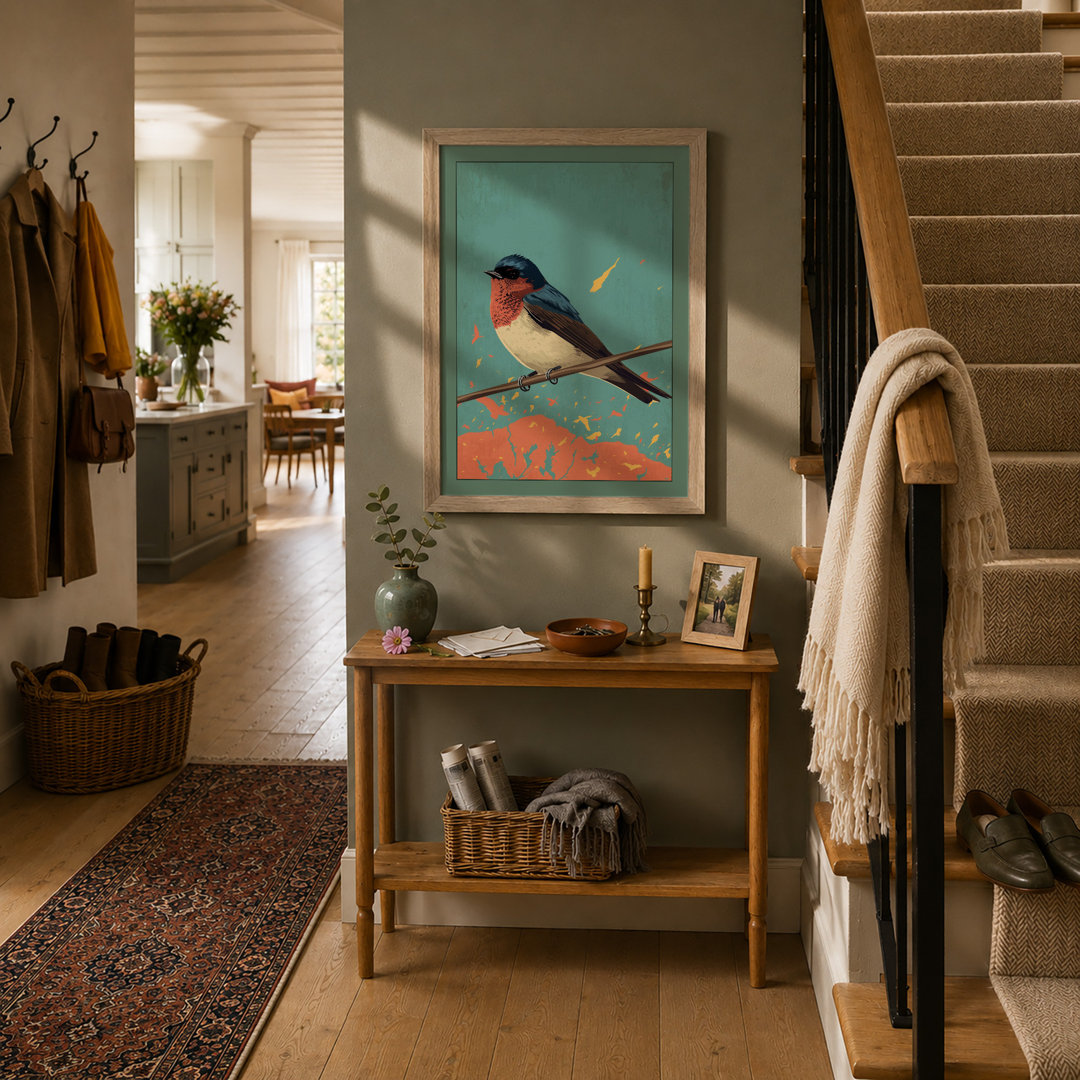 Perched Songbird Modern - Framed Print