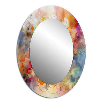 Colorful Transformations Of Flow I - Orange Oval Wall Mirror Decor