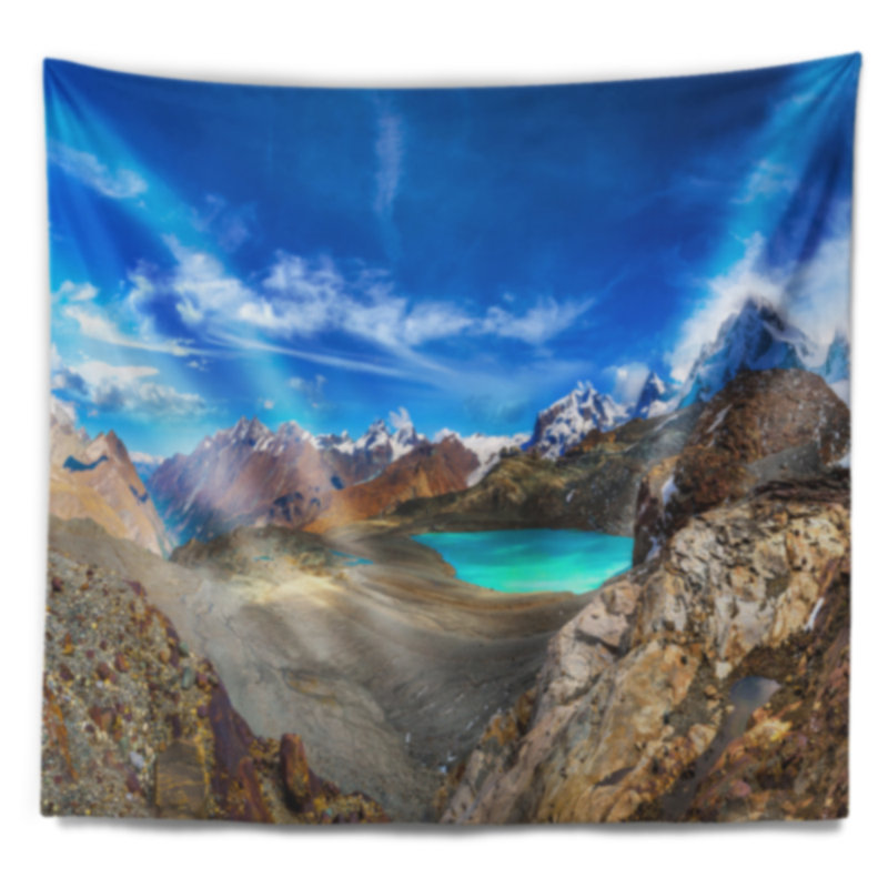 Tapisserie panorama de mer montagnes, H 50 po x l 60 po