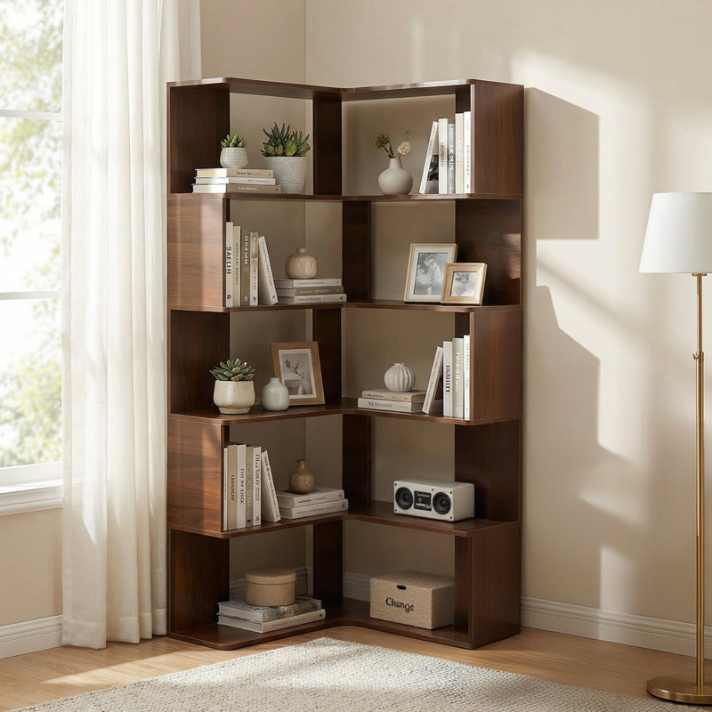 Bibliothèques en MDF noyer peu encombrantes de style moderne pour une vie polyvalente