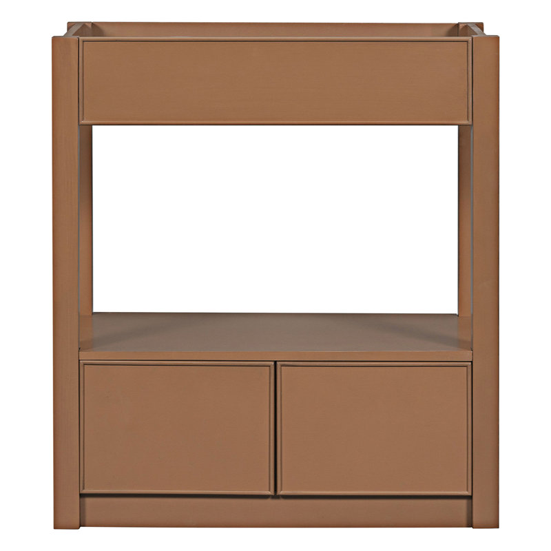 Base de meuble-lavabo avec tablette de rangement ouverte et deux tiroirs