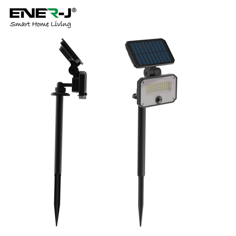 8W PIR Solar Floodlight & Remote with Polycrystalline Solar Panel 5.5V/1W, 3.7V/2400mAh, 6500K (Pack of 2 units)