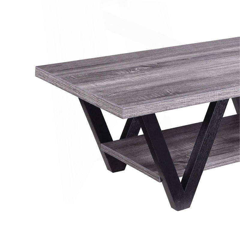Table basse à pieds noirs et gris