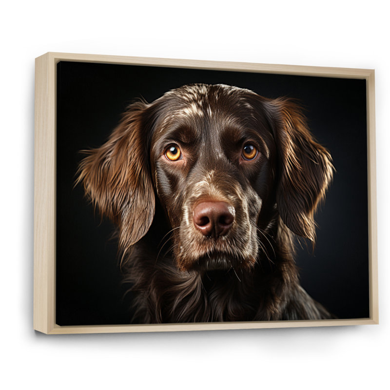 Portrait de chien II - impression, H 24 po x l 32 po x P 1 po, Cadre naturel flottant