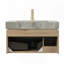 Meuble-lavabo 30 po, meuble de rangement flottant en contreplaqué avec tiroir et porte, comptoir en pierre frittée gris clair et lavabo en céramique avec 1 trou de robinet pré-percé, blanc pré-assemblé-133954796-133954798
