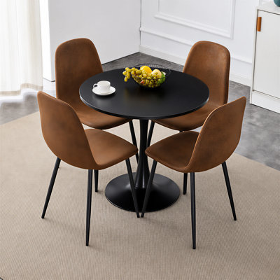 Ensemble de salle à manger rond 5 pièces de style moderne du milieu du siècle, compact