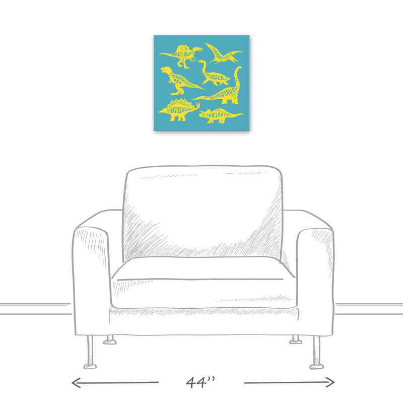 Art sur toile dino names Amapola, H 12 po x l 12 po x P 1,25 po, Bleu / Jaune