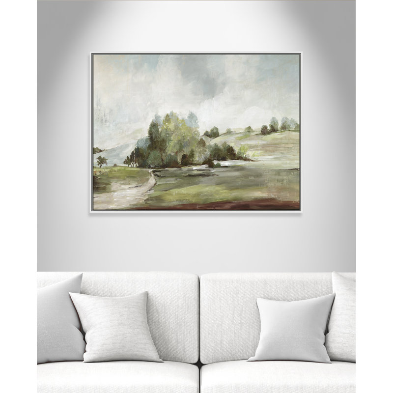Concorde Green Country Road by Allison Pearce - Floater Frame Print on Canvas, 31.5" H x 41.5" W, White
