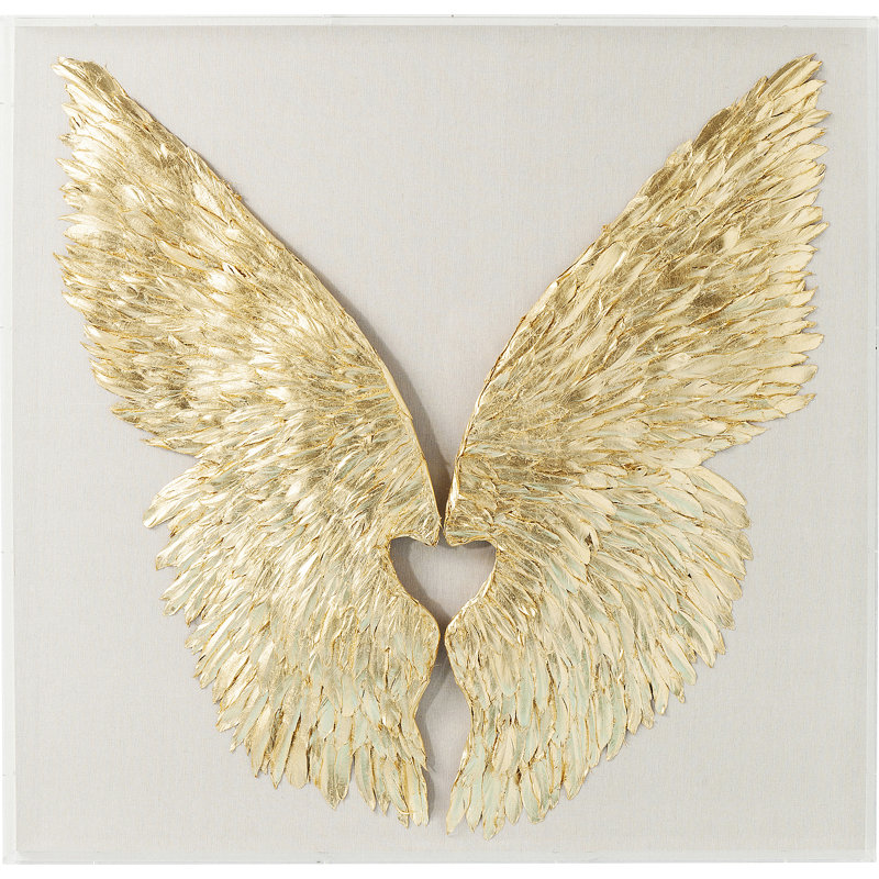 Wall Decoration Wings, Gold/Beige