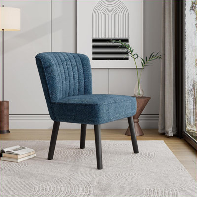 Chaise d'appoint rembourrée Shellback, bleu marine, siège simple confortable pour adultes, salon chambre à coucher siège de bureau supplémentaire