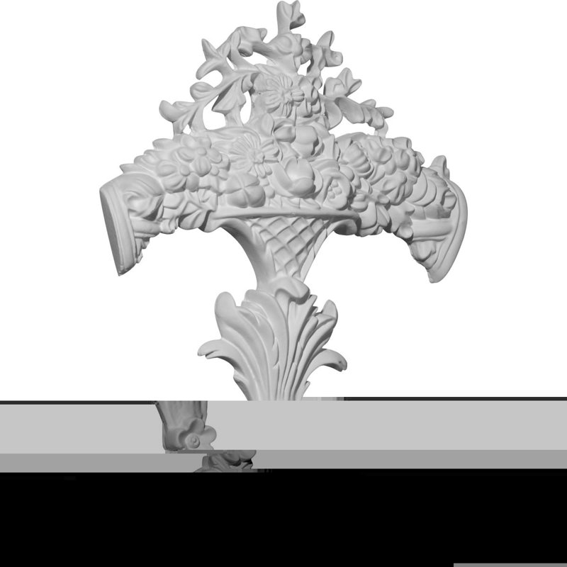 White Polyurethane Floral Scroll Onlay 12'' x 9''
