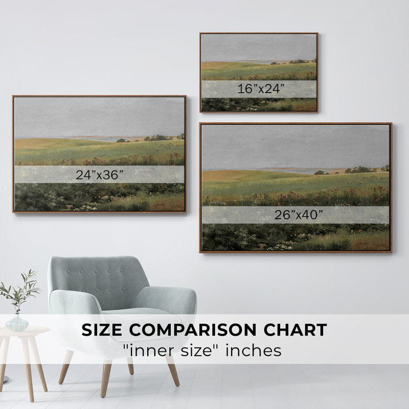 "Vintage Landscape -DCCDXCVII" sur, Toile encadrée noyer flottant, H 27 po x l 41 po