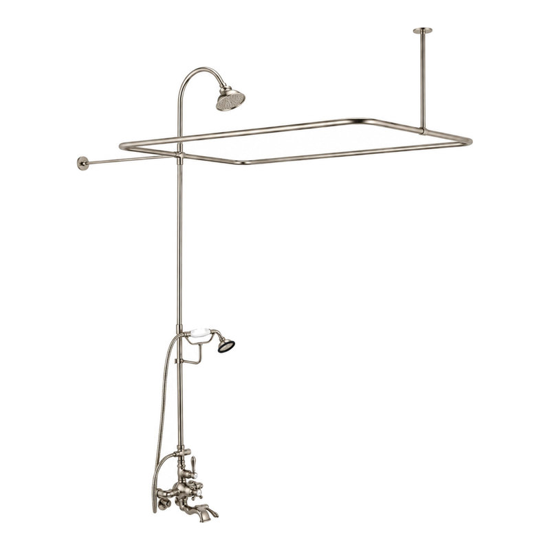 Ensemble de douche thermostatique pour baignoire avec enceinte rectangulaire, douche à main et colonne montante de 65 po
