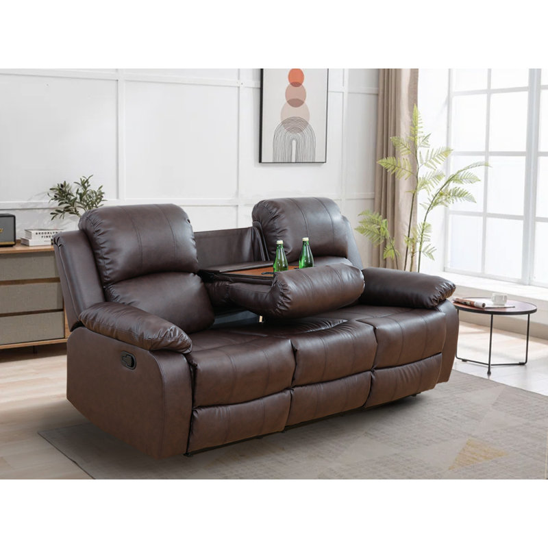 Lysi Faux Leather Recliner, Brown Faux Leather