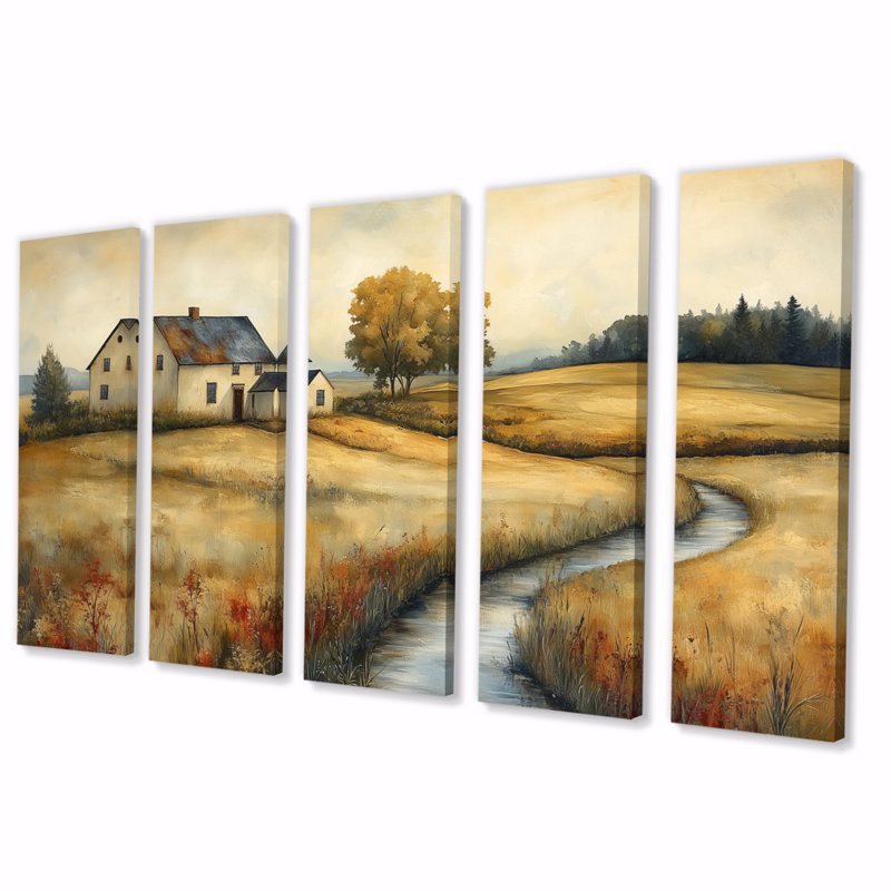 «Orange Path To The Farm In Autumn III», ensemble d'art mural sur toile, H 28 po x l 60 po