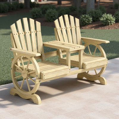 Stable Patio Bench,2-Seat Wooden Garden Bench