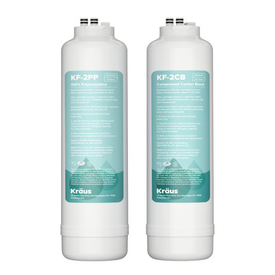 KRAUS Replacement Filter Cartridges for Purita 2-Stage Under Sink Water Filtration System with Carbon Block and Polypropylene Filters (Set Of 2)