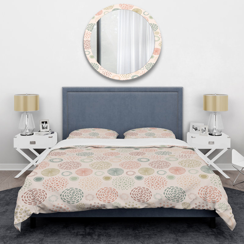 Cream Circle Dots - Abstract Duvet Cover Set - Microfiber Polyester
