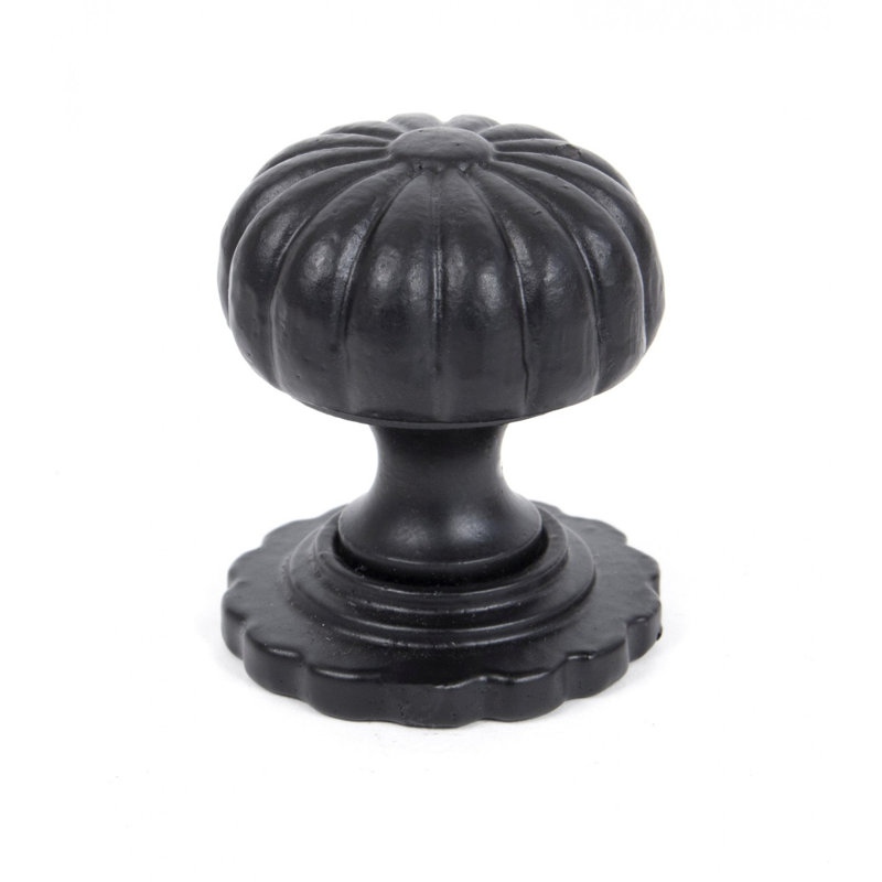 Flower Round Knob, 3.2cm, Black