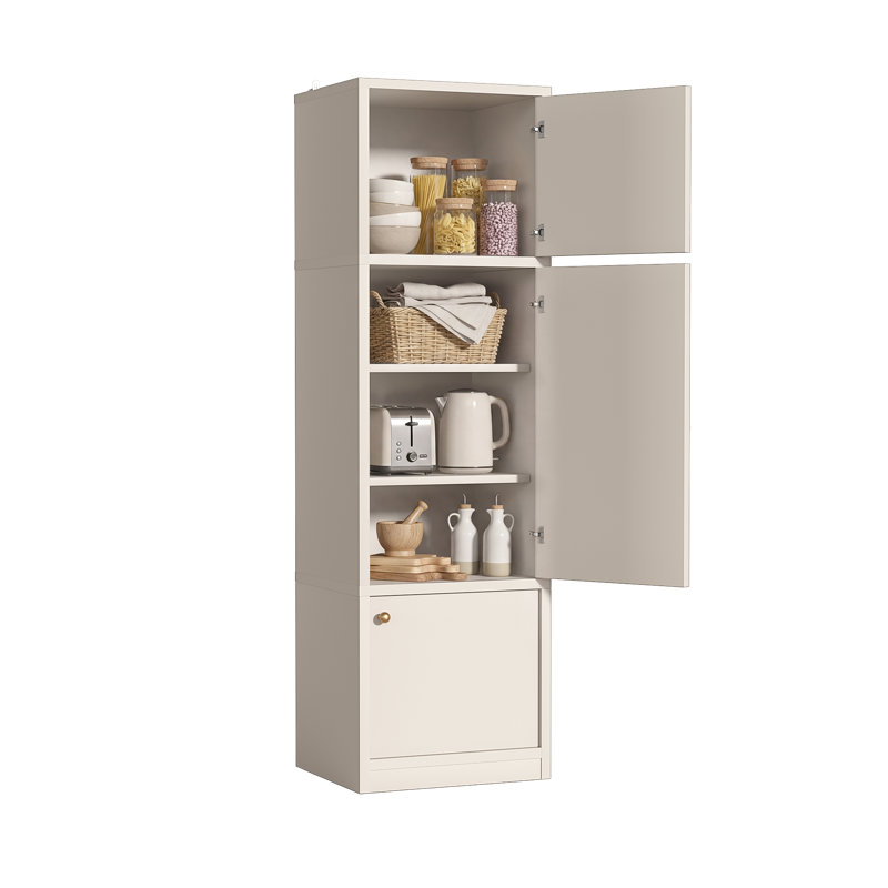 Garde-manger étroit avec portes et tablettes, Blanc