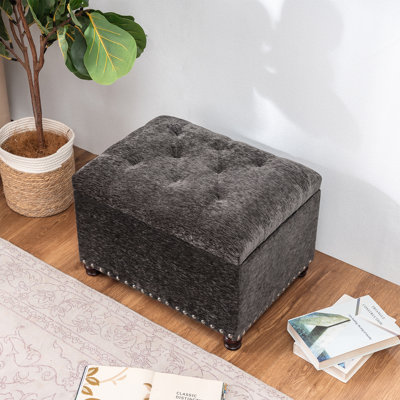 Devault 24" Wide Fabric Tufted Rectangle Storage Ottoman