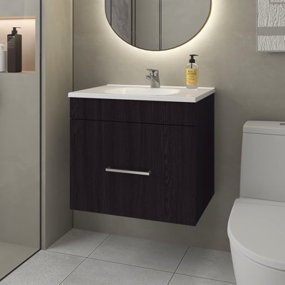 Ensemble de meuble-lavabo flottant 1 tiroir avec lavabo