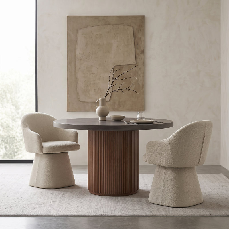 Fauteuil demi-tonneau pivotant à 360 ° Modern, Crème