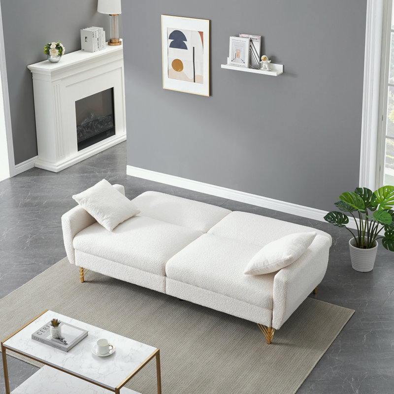  Bertan Upholstered Convertible Sofa, White Foam