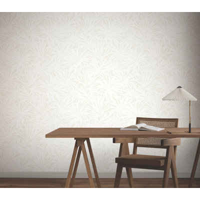Papier peint floral avec auvent crème