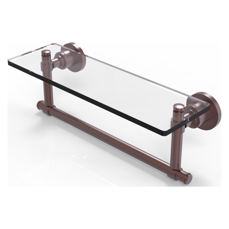 Arviso Bracket Shelf with Towel Bar, 16" W x 8" H, Antique Copper