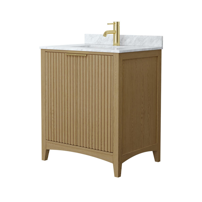 Palmilla 30" Freestanding Single Bathroom Vanity with Marble Top, Beige, Brushed Gold