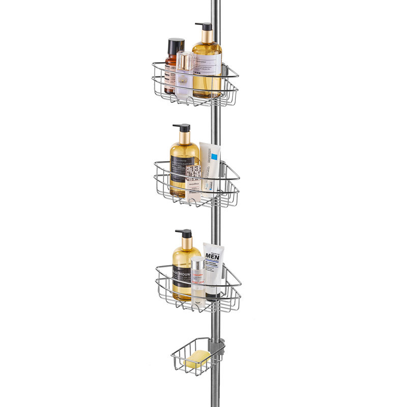 Barre de tension de 39 po à 125 po de hauteur avec support de tension antirouille en forme d'éventail, Argent argent