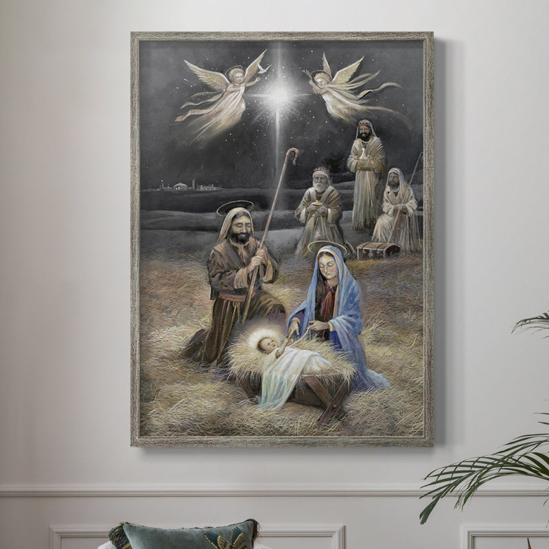 Bethlehem Night, reproduction encadrée - bois massif, H 21 po x l 17 po