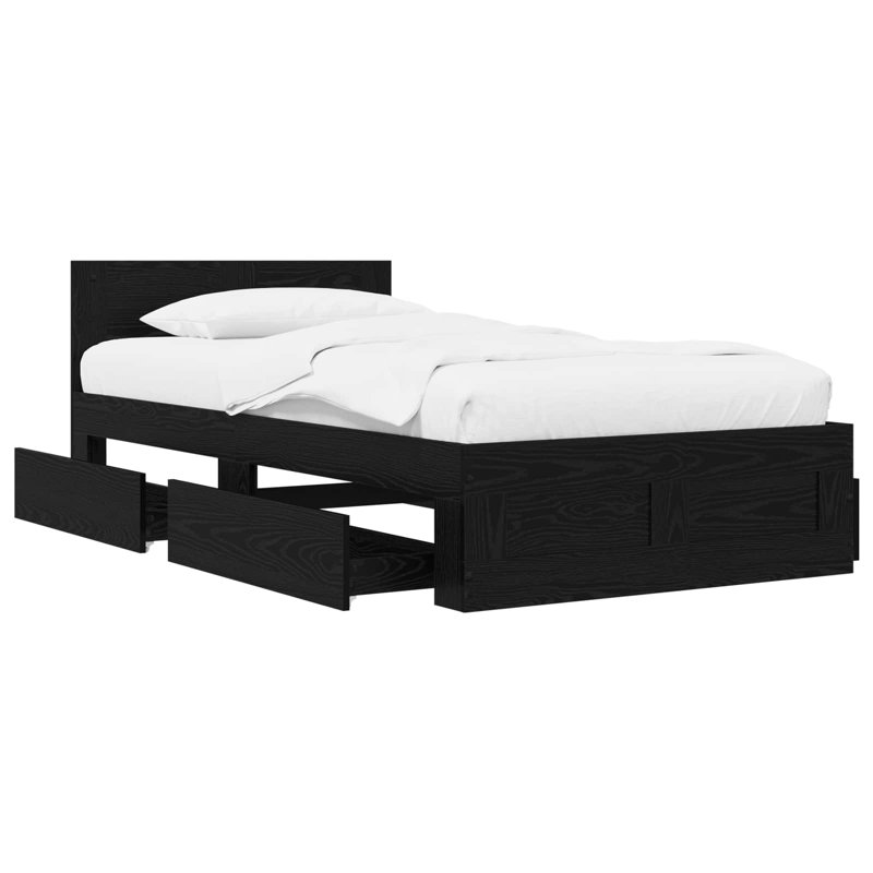 Bed Frame, Black Oak