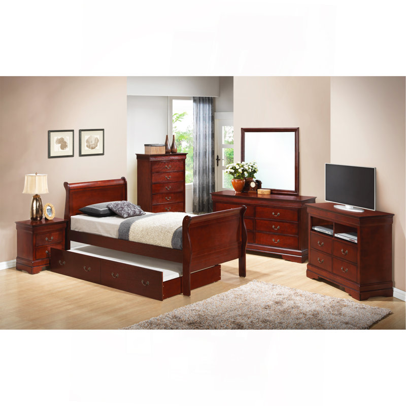 Classic Cherry Twin Bed With Storage
