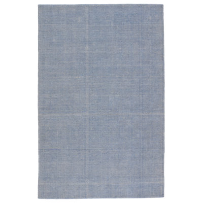 Caron Light Blue Cream Hand-Woven Striped Rug