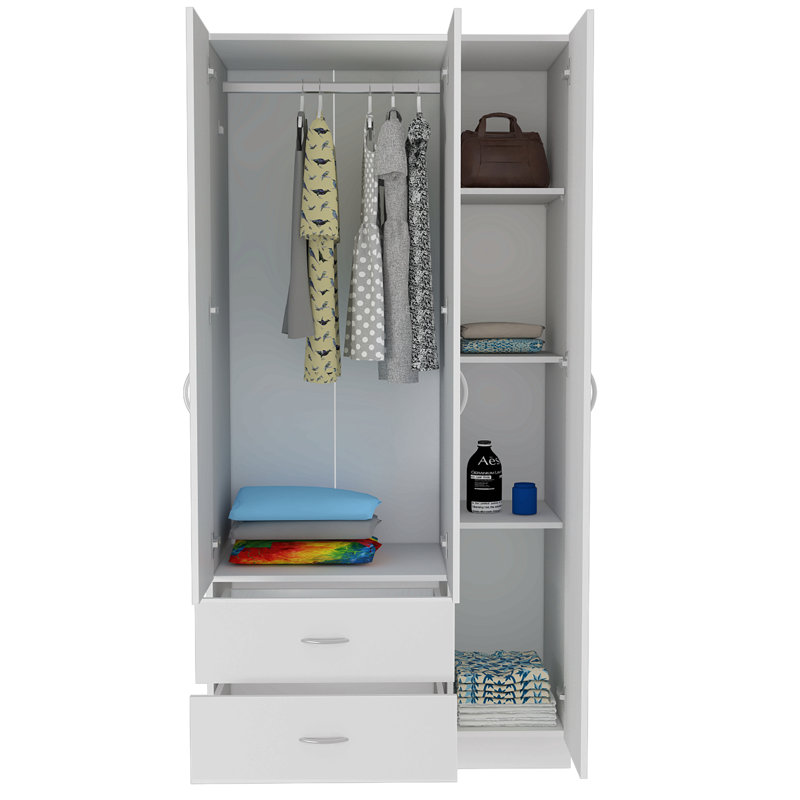 Armoire trois portes Clark, chambre, Blanc