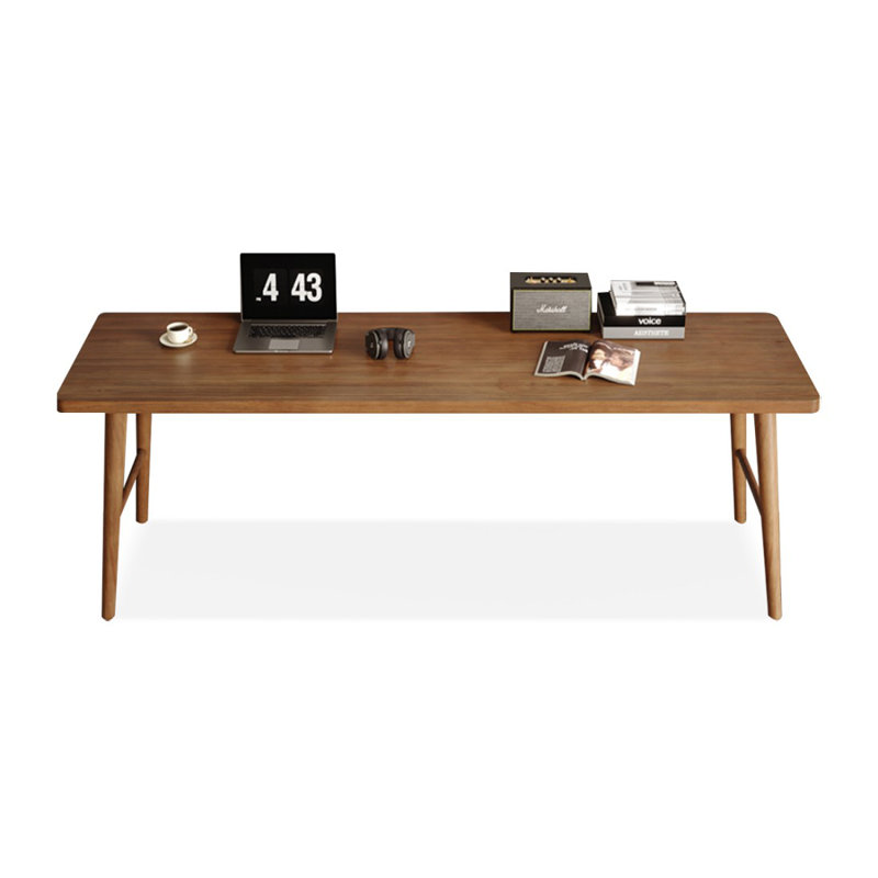 Nut-brown Rectangular Solid Wood desk, 29.53" H x 78.74" W x 23.62" D