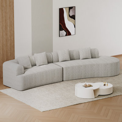 146.5" No Assembly Chenille Modular Curved Sofa Set with High Back and Anti Slip Base