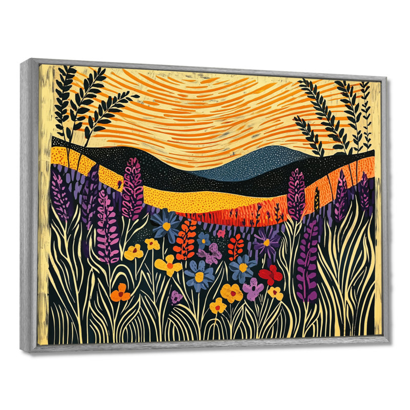 Irvyn mosaïque pré optique Hoirizon II - art mural MEADOW, Argent argent, Impression encadrée flottante, H 16 po x l 32 po