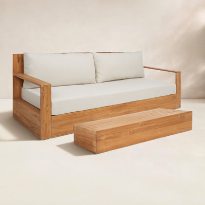 Azul Teak 2 - Person Patio Conversation Set with Cushions