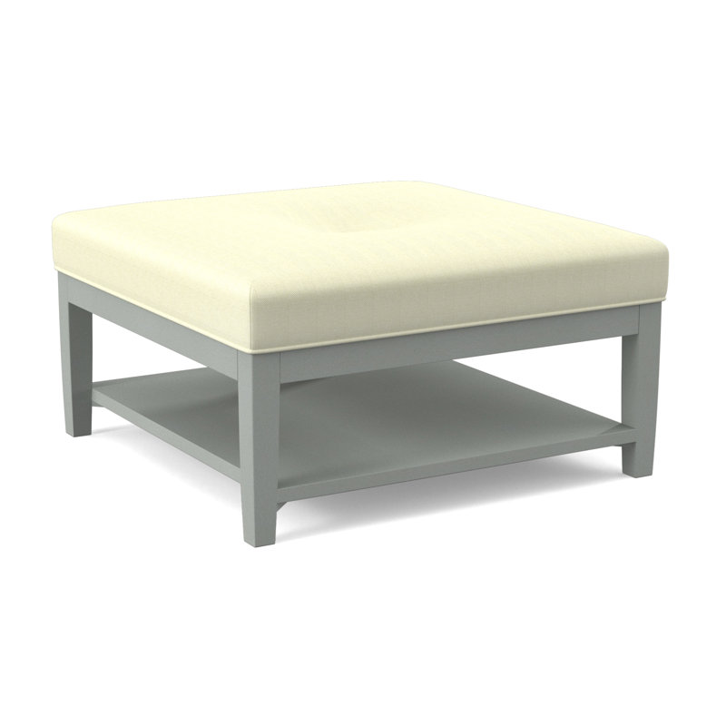Hammond Square Ottoman, White Sugar Performance; 0863-91, Nickel Finish