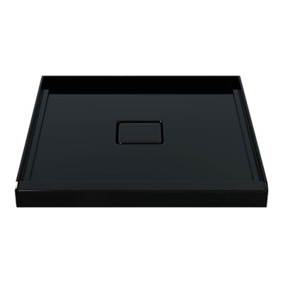 Base de douche 36 po x 36 po, résine et fibre de verre, bac de douche à seuil simple, noir brillant