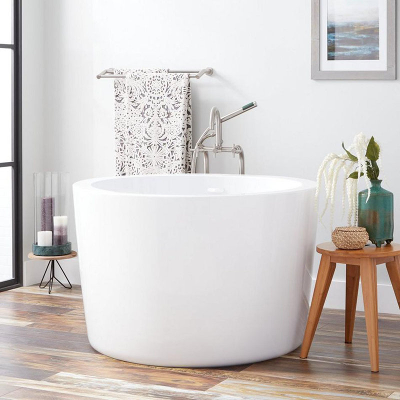 41" Siglo Round Japanese Soaking Tub, White