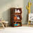 Double Sided Mobile Bookcase Display Stand,4 Tier Wood Open Book Shelf Magazine Bookshelf,Retro