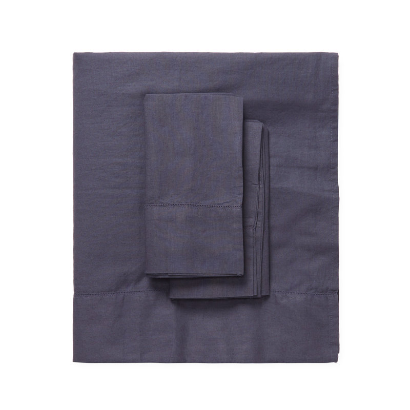 Cotton Blend Sheet Set, Queen, True Navy