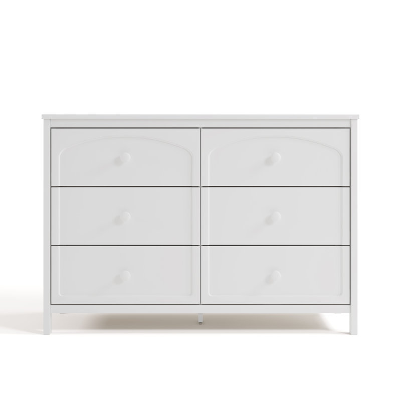 Olivia 6 Drawer Double Dresser, White