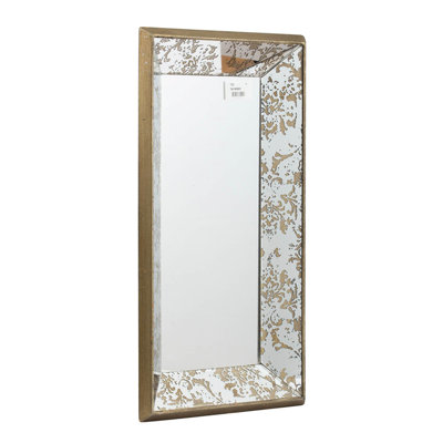 Medium Sized 20" X 12" Antique Silver Rectangle Mirror, Floral Accents, Mirrored Display Tray, Hanging Wall Mirror With Vintage Pattern Value Trait Feature Distinction, Allurement