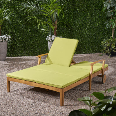 Reisterstown 79.25" Long Reclining Acacia Double Chaise with Cushions